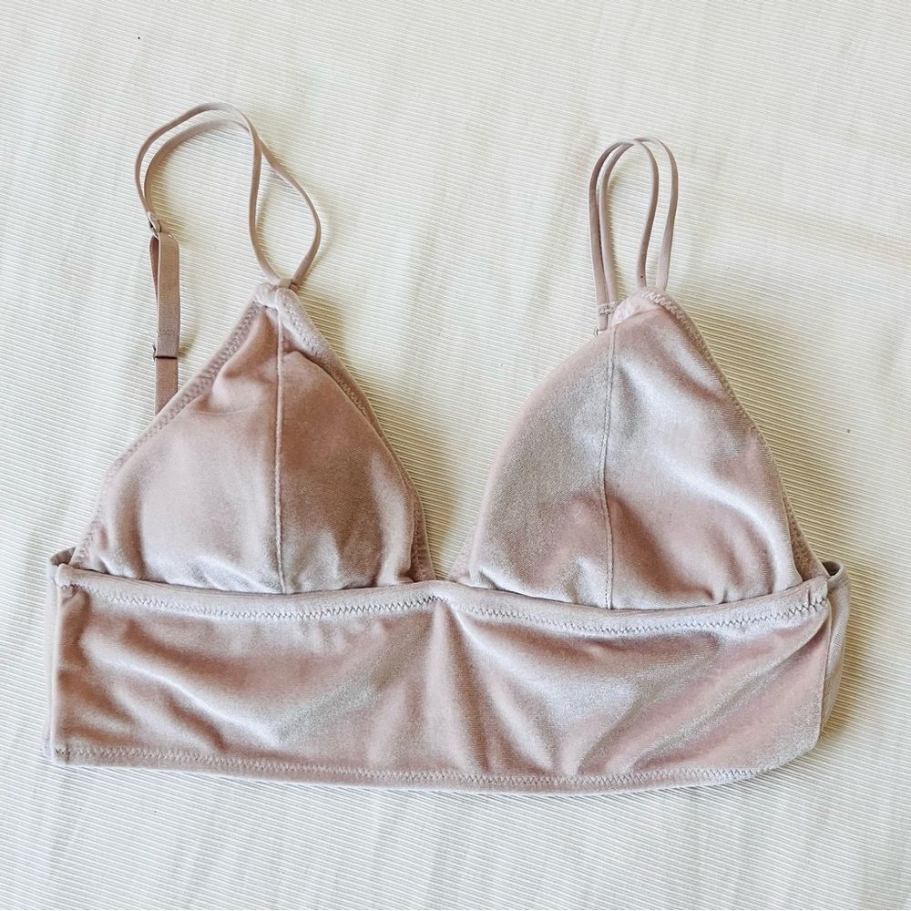 Free Press Womens Bra Bralette No Wire Velvet Pink Straps Boho Fashion Medium M
